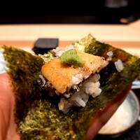 神楽坂 濱千 - ⚫白焼きを山葵と海苔で巻いて