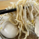 ラーメン もっけだの - 『朝食セット(ラーメン野菜マシマシ)＋味玉』の麺