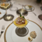 アピシウス - 鮮魚な魚介のミモザ仕立て 白子のベニエ添え