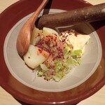 Shusai no Kakurega Tsukiakari Larapoto Ebinaten - すり鉢ポテサライカ塩辛バター