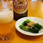 公楽 - 料理写真:ビールをたのむと付いてくる付き出し　ビール大　800円