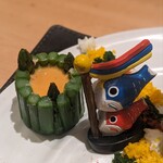 銀座 大石 - アスパラとカニのセルクル。蟹が濃厚ながら後味軽やか。アスパラも瑞々しく、勿論青臭さは皆無です。