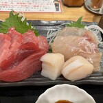 わ楽 - 刺身3種盛り