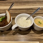 ゆづくしSalon 一の坊 - 夕食　牛タンシチュー　クラムチャウダー　茶碗蒸し