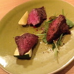 カルテット - 厚切り牛タン・本日の赤身肉「ランプ」・和牛ハラミを盛り合わせにしていただきました。２０１４年２月