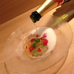 彩りフルーツのマチェドニア（９００円）＋スパークリングワインがけ（＋４００円）２０１４年２月