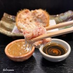 Ajinomise Iwashi - 毛蟹の剥き身と蟹みそとかに酢