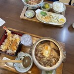 うどん・そばのお食事処 玉川 - 天重味噌煮込みうどんセットと、蕎麦定食。