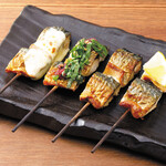Assortment of 4 kinds of Grilled skewer mackerel skewers
