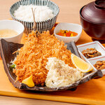 Handmade large fried horse mackerel set meal