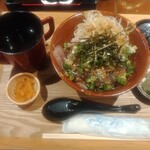 さば料理専門店 SABAR+ - 「胡麻サバ丼」一式(左上は〝だし汁〟)