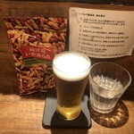 麹町いづみや しろ - あがりビール、あげ塩いかあられ 