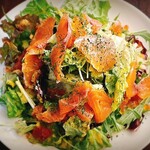 Homemade smoked salmon and salmon roe salad