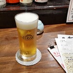 寿司と炉端焼 四季花まる - サッポロクラシック中(600円)