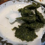 酔鯨亭 - 四万十の青さのりの天ぷらです。