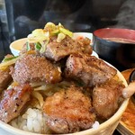尾毛多セコ代 - のっけたくなりますよね、ハラミもモヤシも美味しくて、でもってソースが染み込んだご飯がたまらんのです