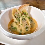 お食事処 だんらん日和 - 本日のランチ(\1,980) 前菜：リガトーニの肉詰め行者にんにく味噌ソース