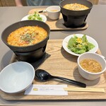 Chizu Ando Doria Suitsu - 海老とモッツァレラのイセエビ風味クリームドリア」     とスープ、サラダのセット×2