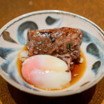 Ginza Chikamitsu - 和牛サーロインの焼きすき焼き　～春菊と温泉卵～