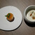 ラ・セヌ - 料理写真:サーモンのリエット（レモンピュレ、鱒卵、ハーブ）、カリフラワーのスープ（ブルーチーズ、クルミ、黒胡椒）