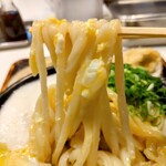 うどん 丸香 - 釜たま山のうどん大盛り大(1玉追加)の麺リフト