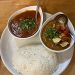 Spice Box - 二種カレーセット　フィッシュ、野菜とダルカレー