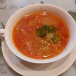 ビストロ アオキ - 最初にトマトと玉ねぎのスープ