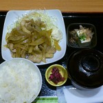 魚民 - 豚の生姜焼き定食500円