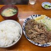 味寿食堂 - 豚肉ソース炒め350円、大メシ230円、味噌汁100円
