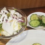 キッチン ブルー グローブ - サラダ、お新香のアップ