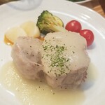 キッチン ブルー グローブ - 正面から、上にはパセリが乗っています