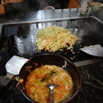 らい亭 - いつもの、さくらエビもんじゃ。