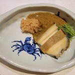 鮨 子都菜 - アワビの肝ソースに混ぜたご飯おいしかった！