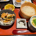 たらいうどん 山のせ - 天丼＋たらい_2024年5月