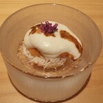 江戸焼肉 - 新玉葱、毛蟹、雲丹