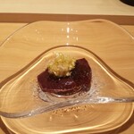 江戸焼肉 -  一週間血抜きしたレバー　ジュレ　最高のニラレバ