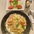 レストラン シャロン - 料理写真:「蒜山 ジャージーミルクとチーズのクリームパスタ」@1000＋「桃太郎トマトサラダ」@780