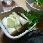 酒徒庵 - ネギの味噌漬け（私は食べない）