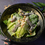 Caesar salad with charcoal grilled bacon