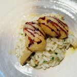 h Bisutoro Taka - 温前菜　穴子のベニエと筍のリゾット