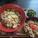 続おそばに - ハーフセット　肉そば&牛丼