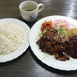 パンプルムース - 薄切り豚ロース肉の岩塩焼きとハンバーグ　７５０円