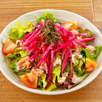 Refreshing salad with crab and colorful radish