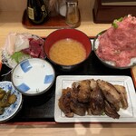 Uosai Hazama - まぐろの尾の身ステーキ+ネギトロ