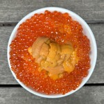 Fresh sea urchin and salmon roe rice bowl delivered directly from Hokkaido