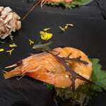 [Counter exclusive <Kurama course> main dish] Angel shrimp with fresh ginger sauce