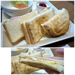 カフェ ド クリエ - ＊パンはトーストしてある好きなタイプ。 ハムとマヨネーズで和えた玉子が挟まれ、失礼ながら思ったより美味しい。^^