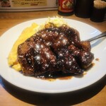 サル食堂 - トンテキ定食　トンテキ　だし巻きオムレツ