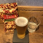 麹町いづみや しろ - あがりビール・あげ塩いかあられ 