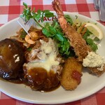 ハンバーグレストランHACHI - 次女が頼んだ「大人様プレート」のボリュームといったら！！